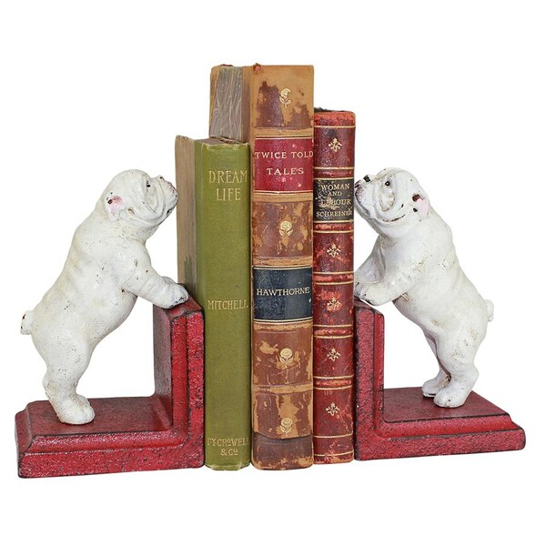 Design Toscano Over the Fence Bulldog Cast Iron Sculptural Bookend Pair - SP2524