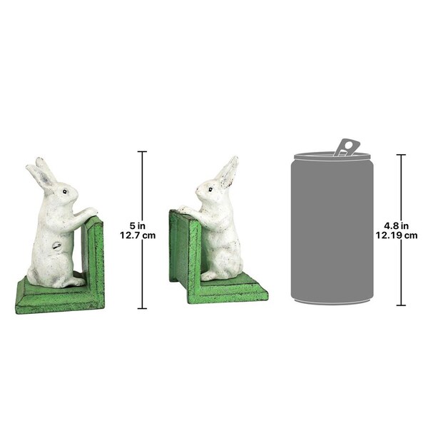 Design Toscano Bookworm Bunny Rabbits Cast Iron Sculptural Bookend Pair - SP1601