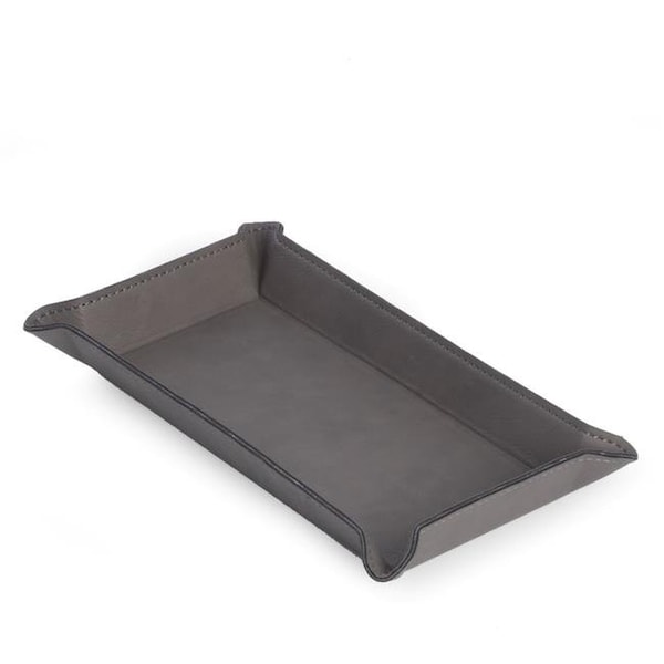 Bey Berk International Bey-Berk International UC101G Leatherette Rectangular Valet Tray; Grey - UC101G
