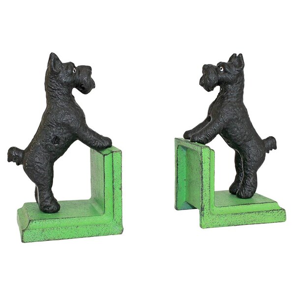 Design Toscano Over the Fence Scotty Dog Cast Iron Sculptural Bookend Pair - SP2762