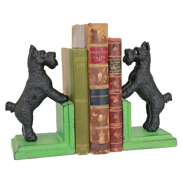 Design Toscano Over the Fence Scotty Dog Cast Iron Sculptural Bookend Pair - SP2762