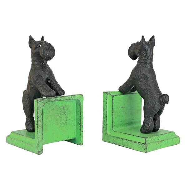 Design Toscano Over the Fence Scotty Dog Cast Iron Sculptural Bookend Pair - SP2762