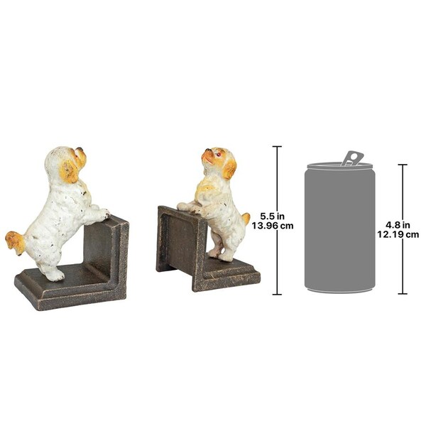 Design Toscano Cavalier King Charles Spaniel Dog Cast Iron Sculptural Bookend Pair - SP2526