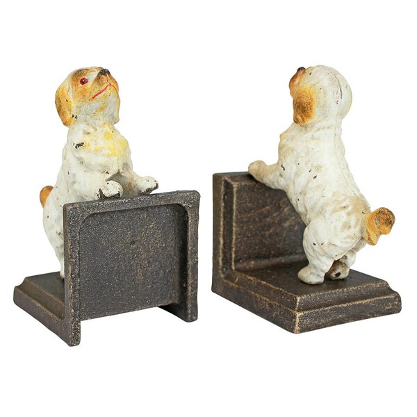 Design Toscano Cavalier King Charles Spaniel Dog Cast Iron Sculptural Bookend Pair - SP2526