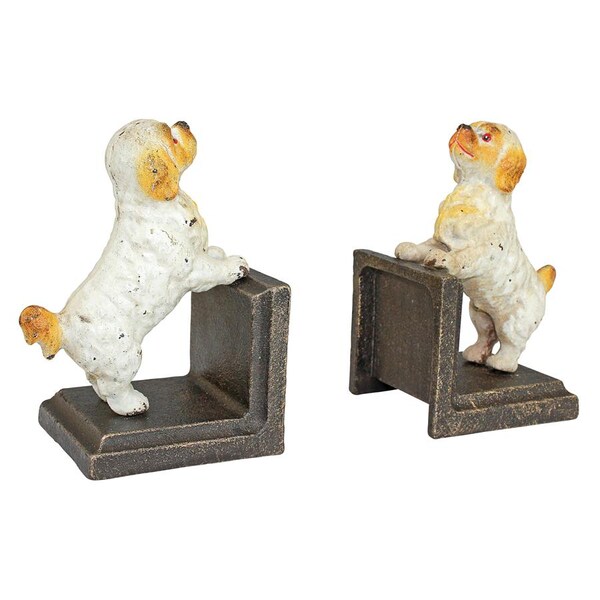 Design Toscano Cavalier King Charles Spaniel Dog Cast Iron Sculptural Bookend Pair - SP2526