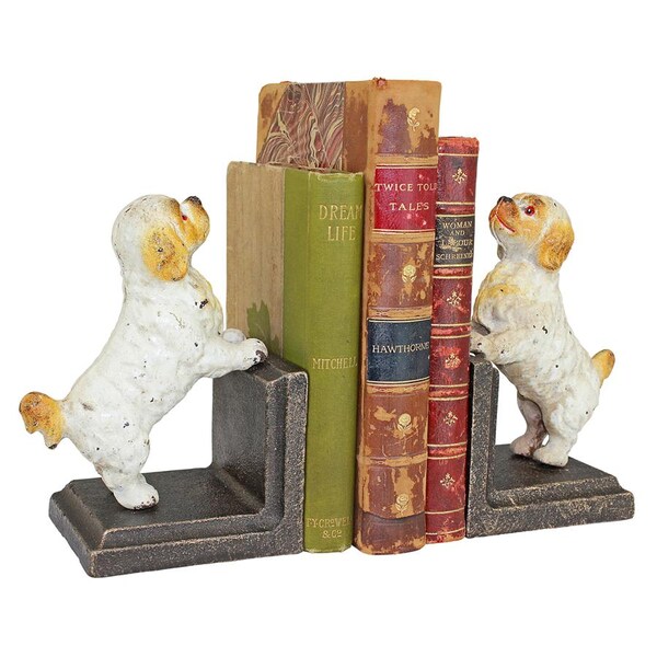 Design Toscano Cavalier King Charles Spaniel Dog Cast Iron Sculptural Bookend Pair - SP2526