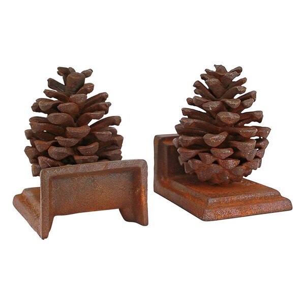 Design Toscano Grande Pinecone Cast Iron Sculptural Bookend Pair - SP339