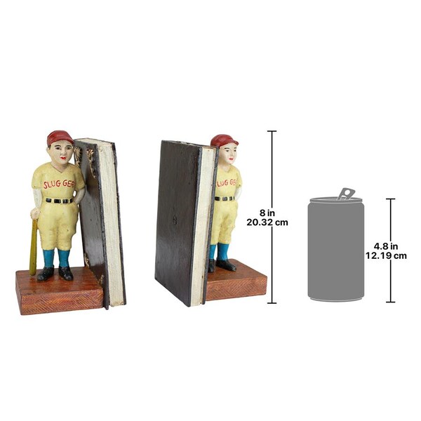 Design Toscano Batter Up! Vintage Baseball Slugger Cast Iron Sculptural Bookend Pair - SP1155