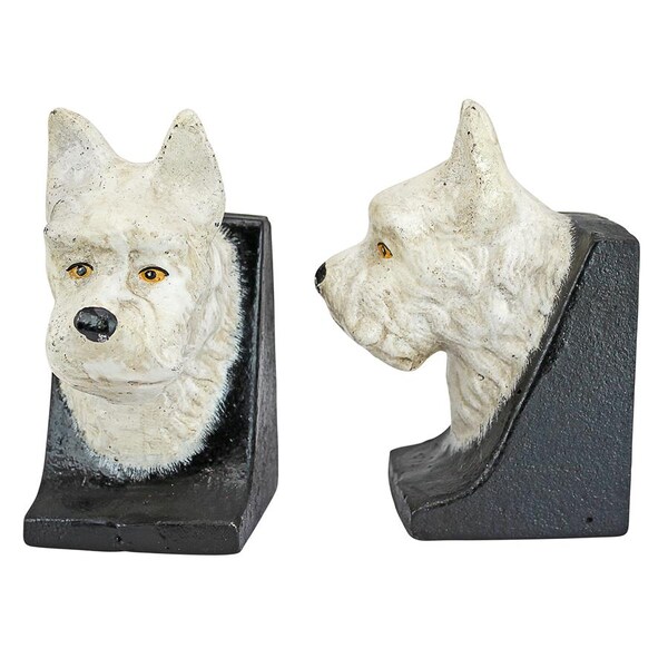 Design Toscano West Highland White Terrier Cast Iron Sculptural Bookend Pair - SP2134