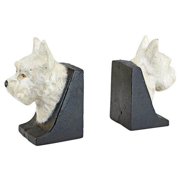 Design Toscano West Highland White Terrier Cast Iron Sculptural Bookend Pair - SP2134