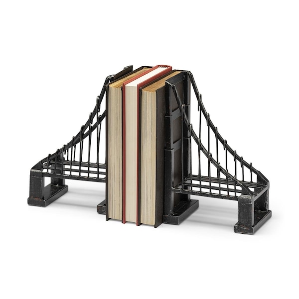 Palacedesigns 10.04 x 3.94 x 19 in. Vintage Look Suspension Bridge Bookends, Brown - PA3645156
