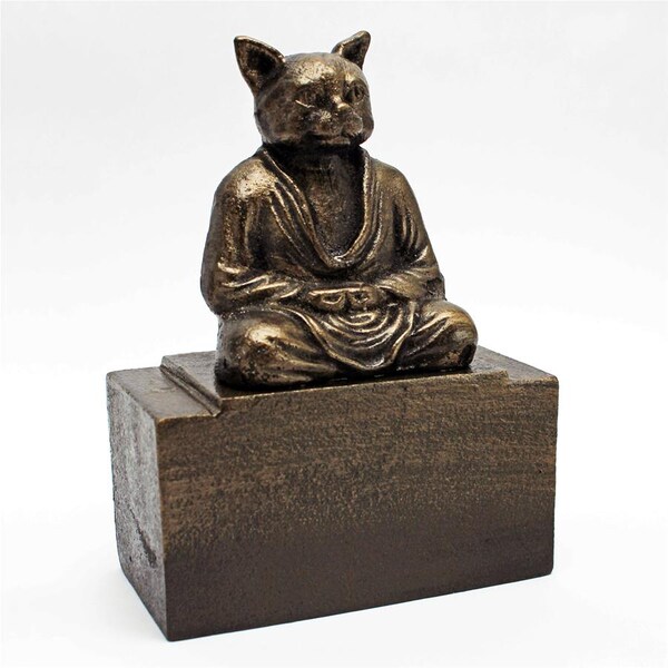 Design Toscano Meditating Asian Cat Cast Iron Feline Bookend - SP7402
