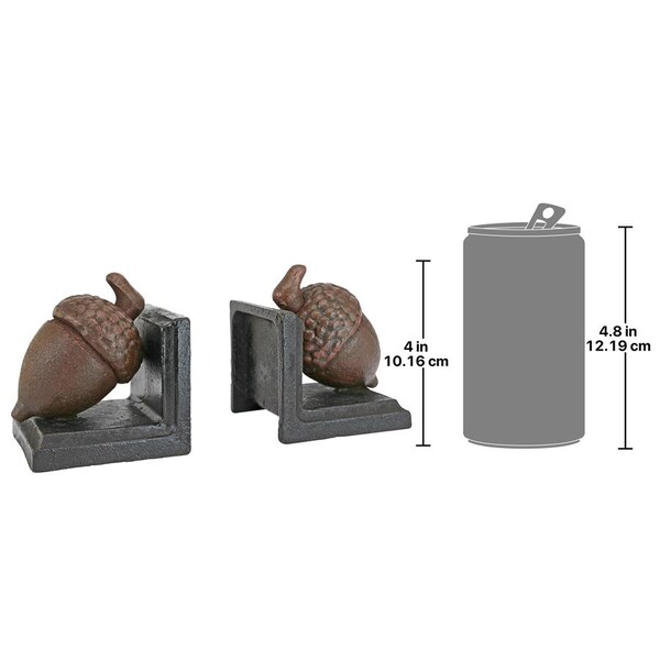 Design Toscano Grande Acorn Cast Iron Sculptural Bookend Pair - SP392