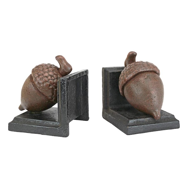 Design Toscano Grande Acorn Cast Iron Sculptural Bookend Pair - SP392