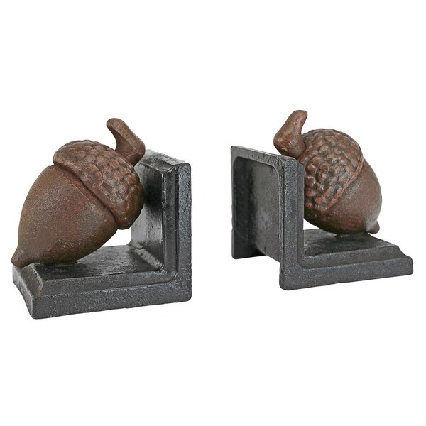 Design Toscano Grande Acorn Cast Iron Sculptural Bookend Pair - SP392