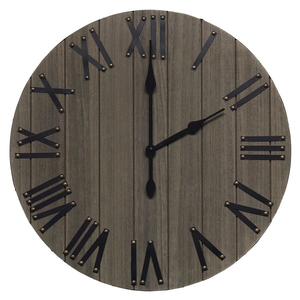 Elegant Designs Handsome 21" Rustic Farmhouse Wood Wall Clock, Rustic Gray - HG2004-RGY