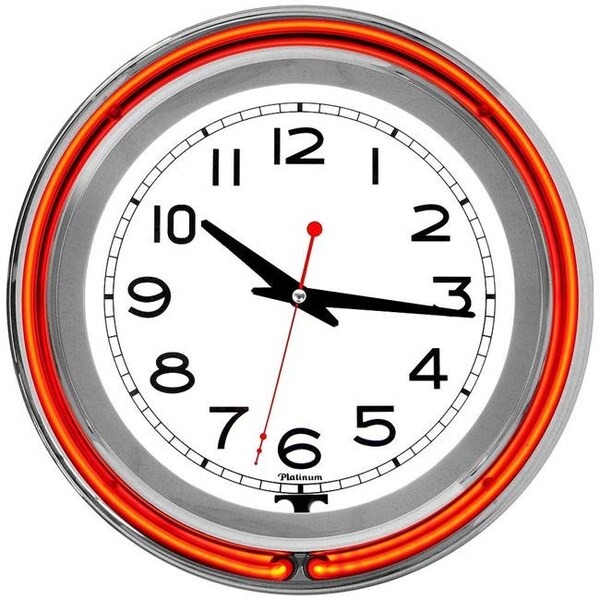 Trademark Global Trademark Global 99-1088ORG 14 in. Double Ring Neon Clock Orange Outer White Inner - 99-1088ORG