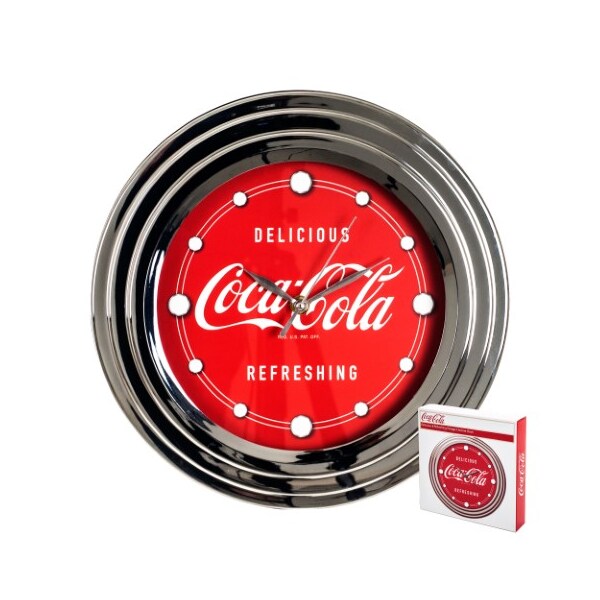 Toy Time Coca-Cola Clock with Chrome Finish Delicious Style 12 inch - 796323NLN