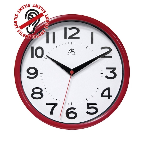 Infinity Instruments Metro - 9in Red Office Wall Clock, Battery Operated - 14220ACBT-3364
