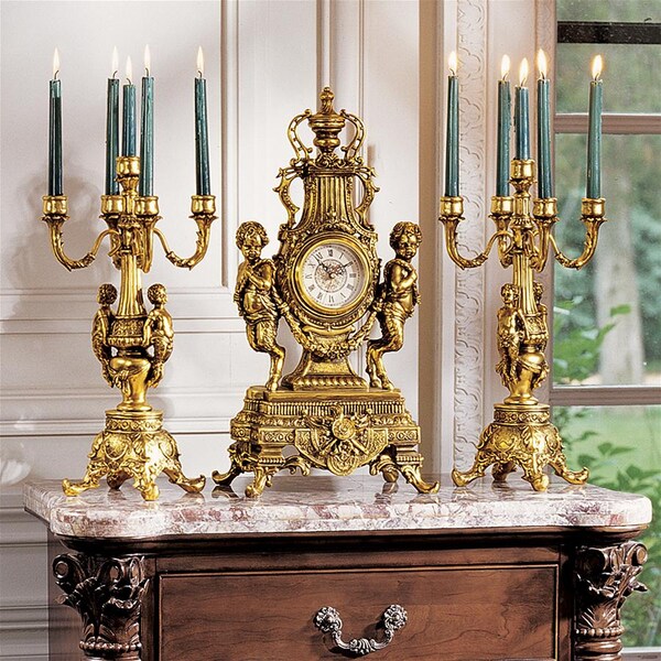 Design Toscano Chateau Beaumont Grand Clock and Candelabra Ensemble - KY97156