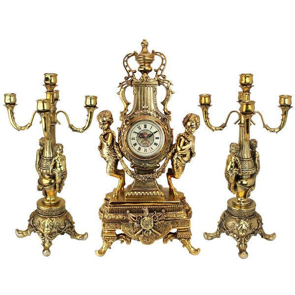 Design Toscano Chateau Beaumont Grand Clock and Candelabra Ensemble - KY97156