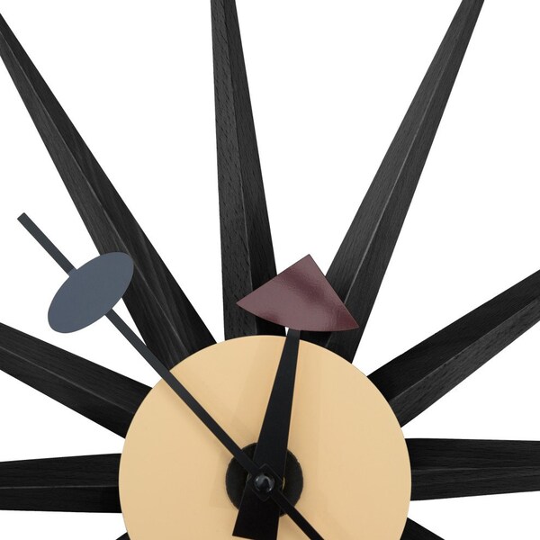 Leisuremod Maxi Modern Design Colorful Star Silent Non-Ticking Wall Clock, Black - MCL18BL