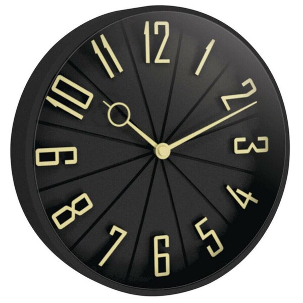 Gardner Bender 12in. Modern Black Wall Clock - Glass & Plastic - Indoor - BI3304432