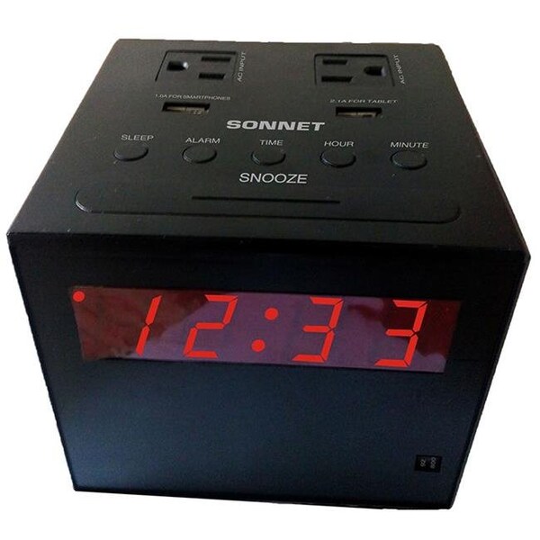 Sonnet Sonnet R-1415BT Power Station Clock Radio with 2 USB & 2 110 Volt Plugs; Blue Tooth - R-1415BT