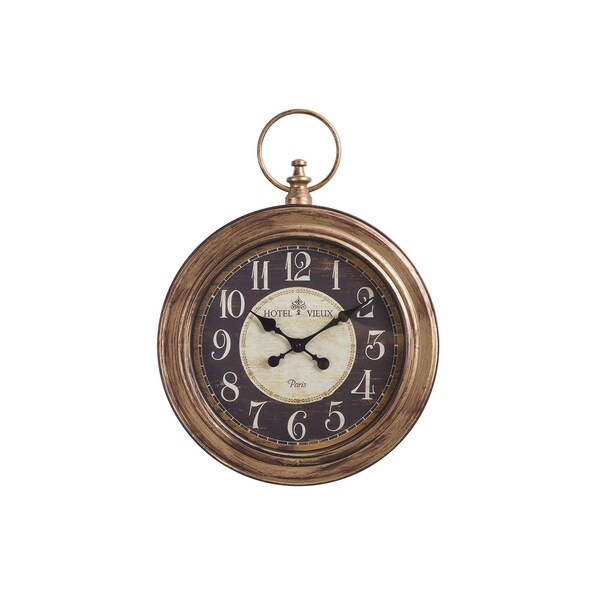 Monarch Specialties Clocks, 18'' Round, Wall Clock, Antique Brown, Traditional - I 9092