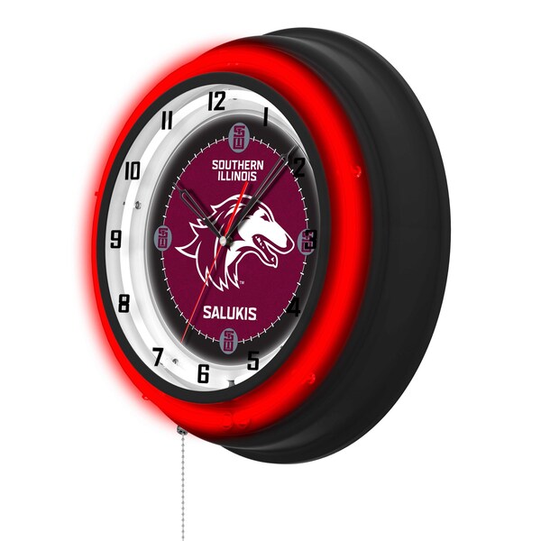 Holland Bar Stool Southern Illinois University 19 Double Neon Wall Clock - CLK19BK