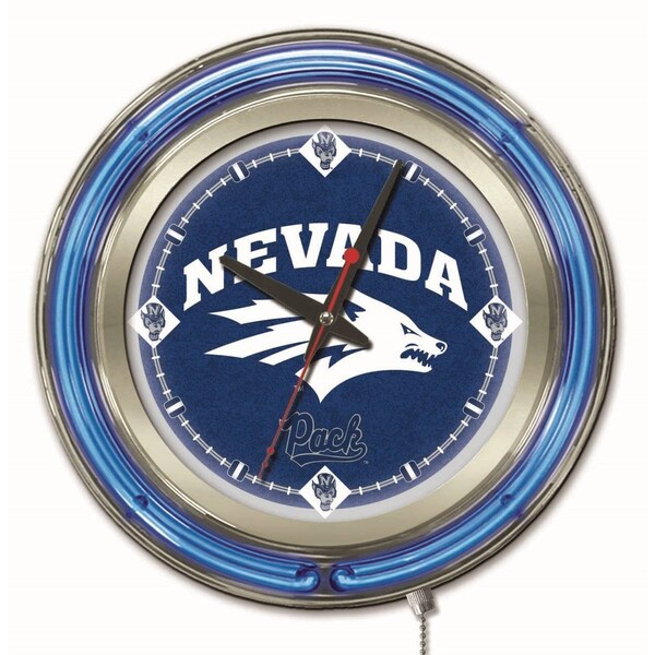 Holland Bar Stool Co University of Nevada Double Neon 15" Clock - CLK15NEVAUN