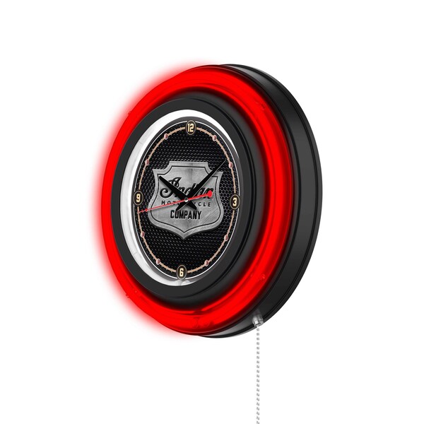 Holland Bar Stool Indian Motorcycle Metal Shield 16 Double Neon Wall Clock - CLK15BK
