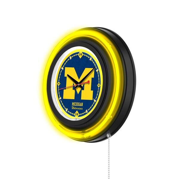 Holland Bar Stool University of Michigan 15 Double Neon Wall Clock - CLK15BK