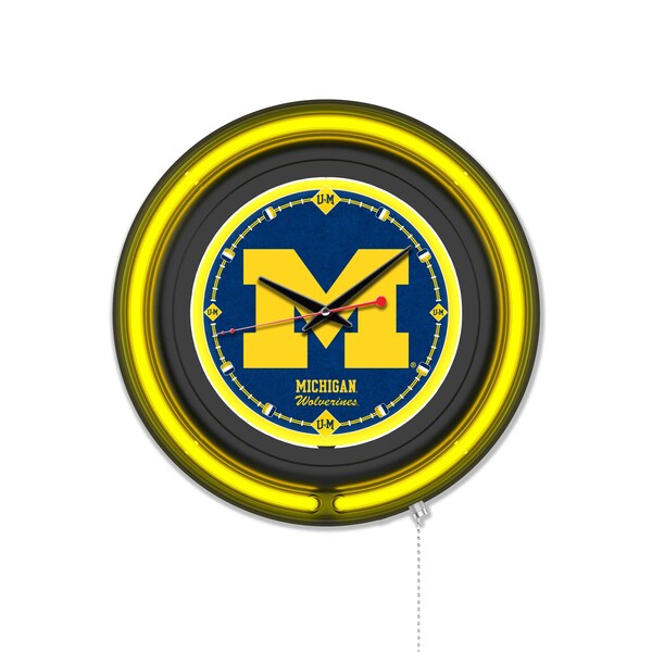 Holland Bar Stool University of Michigan 15 Double Neon Wall Clock - CLK15BK