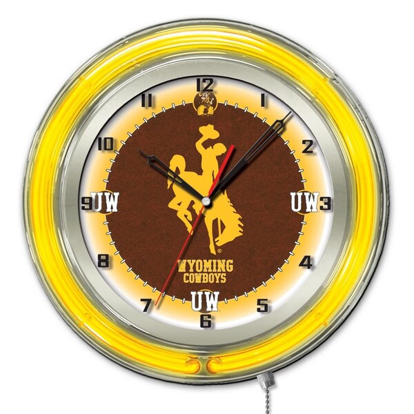 Holland Bar Stool Co University of Wyoming Double Neon 19" Clock - CLK19WYMNG