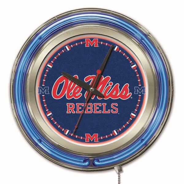 Holland Bar Stool Co University of Mississippi Double Neon 15" Clock - CLK15MSSPPU