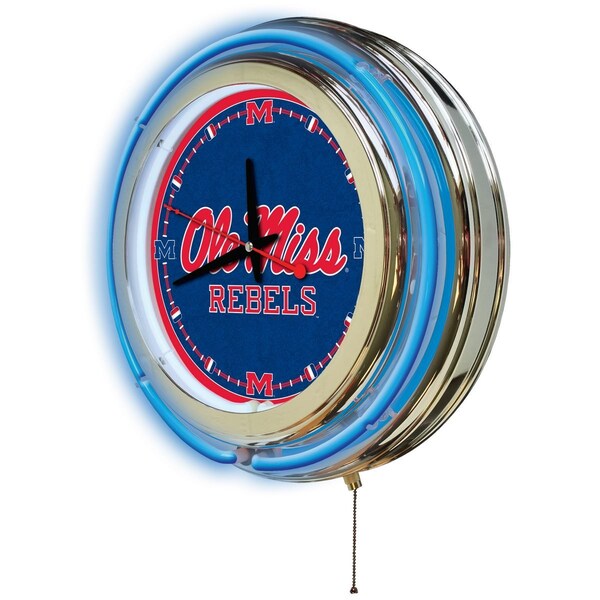 Holland Bar Stool Co University of Mississippi Double Neon 15" Clock - CLK15MSSPPU