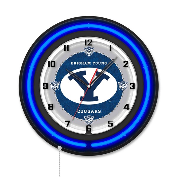 Holland Bar Stool Brigham Young University 19 Double Neon Wall Clock - CLK19BK