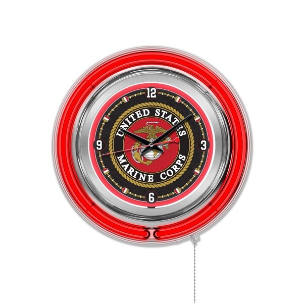 Holland Bar Stool Co United States Marine Corps Double Neon 15" Clock - CLK15MARINE
