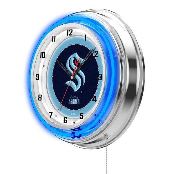Holland Bar Stool Co Officially Licensed Seattle Kraken Double Neon 19" Clock - CLK19SEAKRK