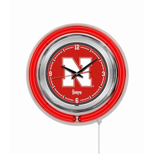 Holland Bar Stool Co University of Nebraska Double Neon 15" Clock - CLK15NEBRUN