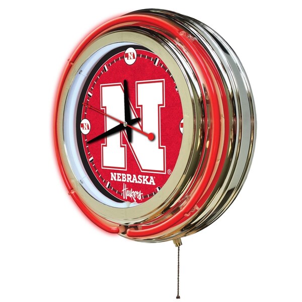 Holland Bar Stool Co University of Nebraska Double Neon 15" Clock - CLK15NEBRUN