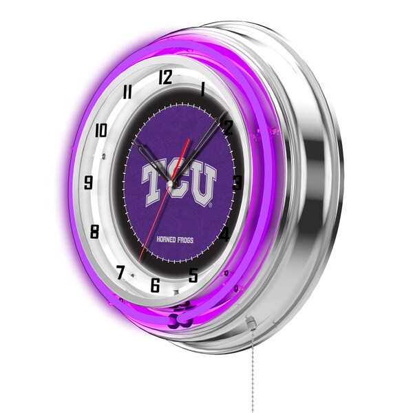 Holland Bar Stool Co Texas Christian University Double Neon 19" Clock (TCU) - CLK19TEXCHR