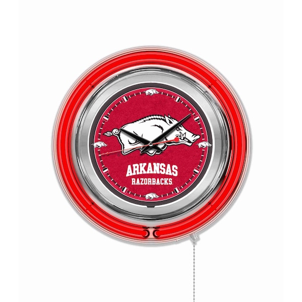 Holland Bar Stool Co University of Arkansas Double Neon 15" Clock - CLK15ARKNUN
