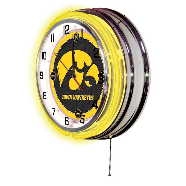 Holland Bar Stool Co University of Iowa Double Neon 19" Clock - CLK19IOWAUN