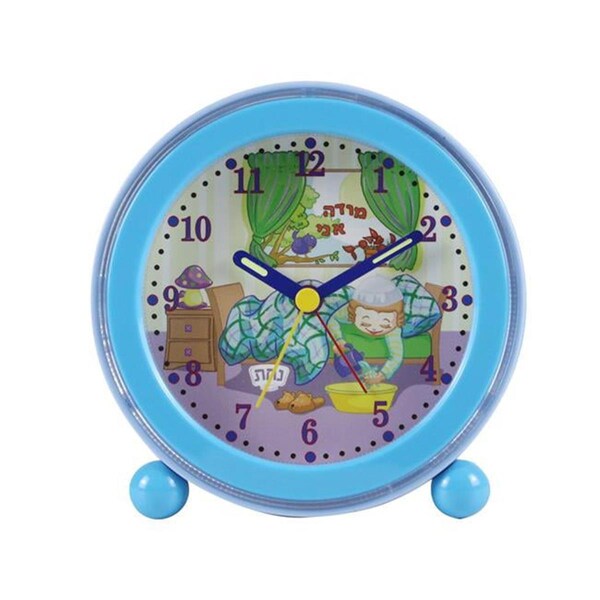 Nachas Family 4.5 x 4.5 x 1.75 in. Modeh Ani Singing Alarm Clock, Boy Light Blue, 6PK - 58392