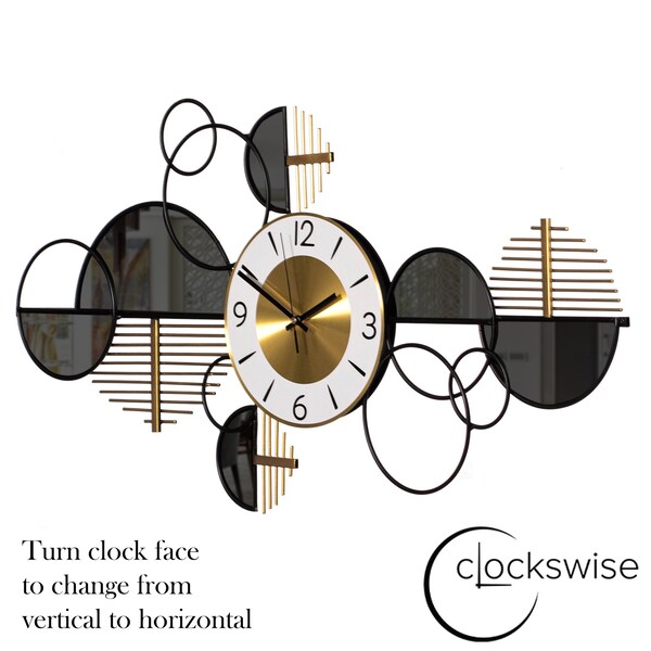 Clockswise Big half-moon Wall Clock, Decorative Unique Metal 32.75-in. Oversize Timepiece - QI004637