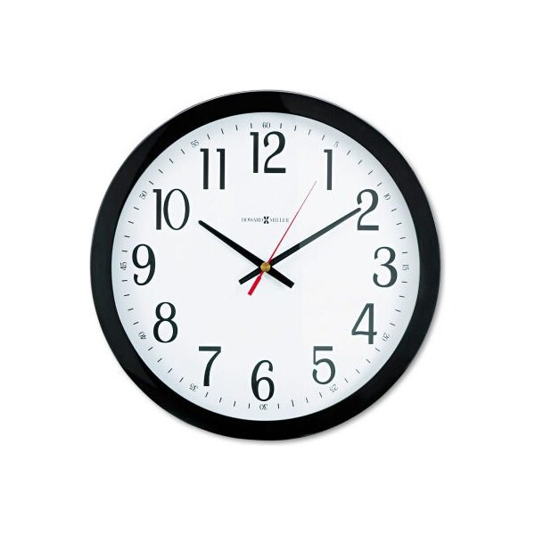 Howard Miller Clock Co Howard Miller Gallery Wall Clock, 16" Overall Diameter, Black Case, 1 AA - 625166