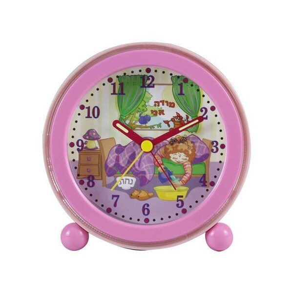 Nachas Family 4.5 x 4.5 x 1.75 in. Modeh Ani Singing Alarm Clock, Girl Pink, 6PK - 58393