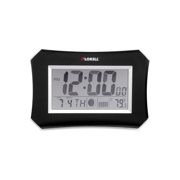 Lorell Lorell Wall LCD Lunar Alarm Clock 10-1/4" Wx 7" H x 1-1/2"D Silver/Black - 60998